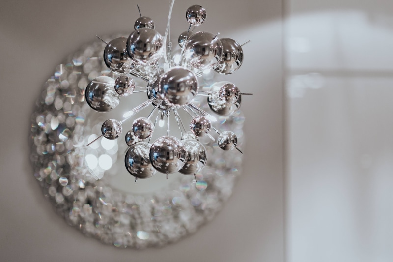 jewelry, round, glass - Material, close-up, chandelier, reflection, indoors, mirror, shiny, adorned, lighting equipment, luxury, sparkling, wealth, hanging
