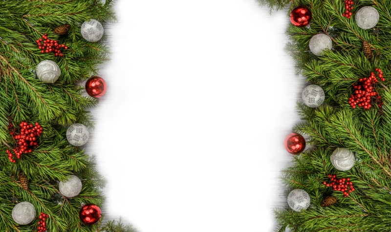 celebration, needle - plant part, green, borders, decorative, background, design, holiday, christmas, baubles, card, rowan, year, 5K, copy space, directly above