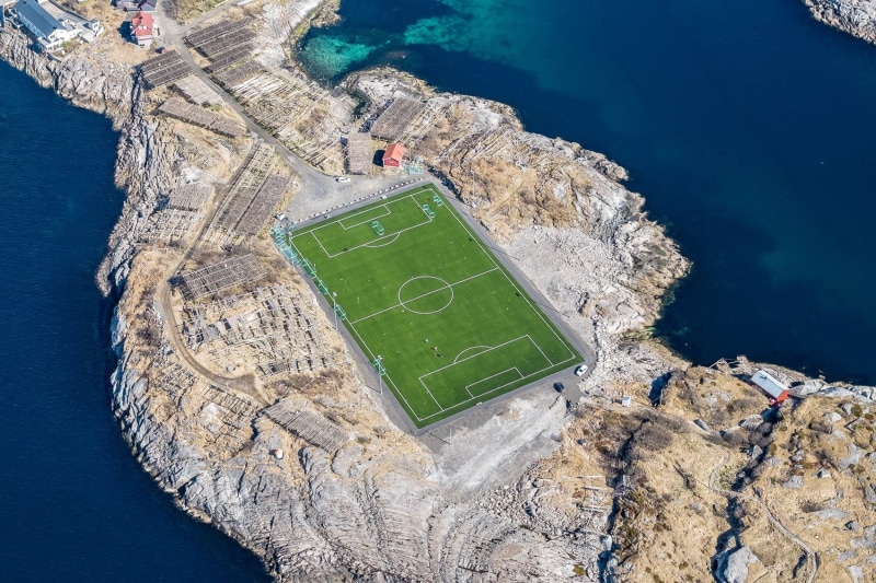 nature, swimming pool, 720P, field, aerial view, green color, landscape, travel, Lofoten Islands, built structure, beach, sport, sea, green, high angle view