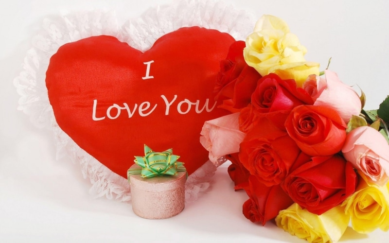 heart, white, 1080P, love, romance, day, red, flowers, roses, valentine 039 s, pillow