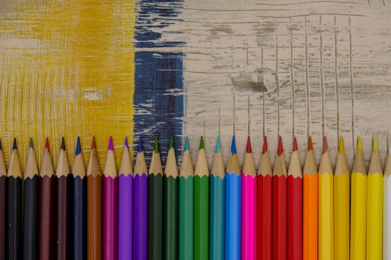 colored pencil, close-up, pencil, creative, writing instrument, still life, colorful, crayons, art, color, pens, no people, school, collection, in a row