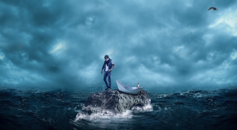 Aero, sky, men, man, adult, 1080P, cat, water, digital composite, adventure, surreal, outdoors, cloud - sky, dark, paper, ominous, nature, storm, storm cloud