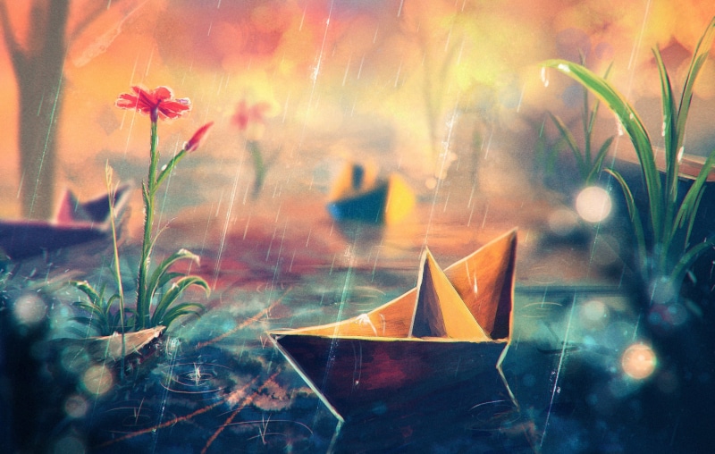 2K, paper boats, artwork