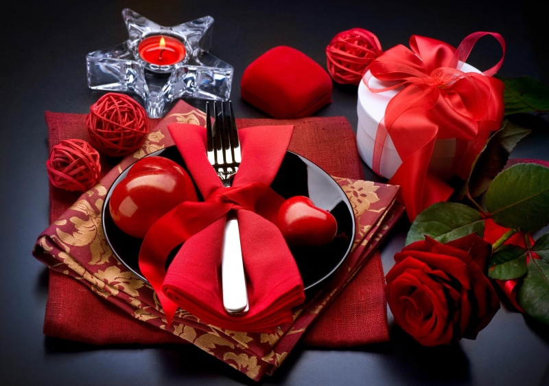 black background, valentines day - holiday, high angle view, ribbon - sewing item, indoors, close-up, holiday, box, table, celebration, christmas ornament