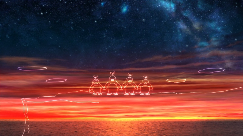 1080P, penguins, anime, sunset, Sora yori mo Tooi Basho