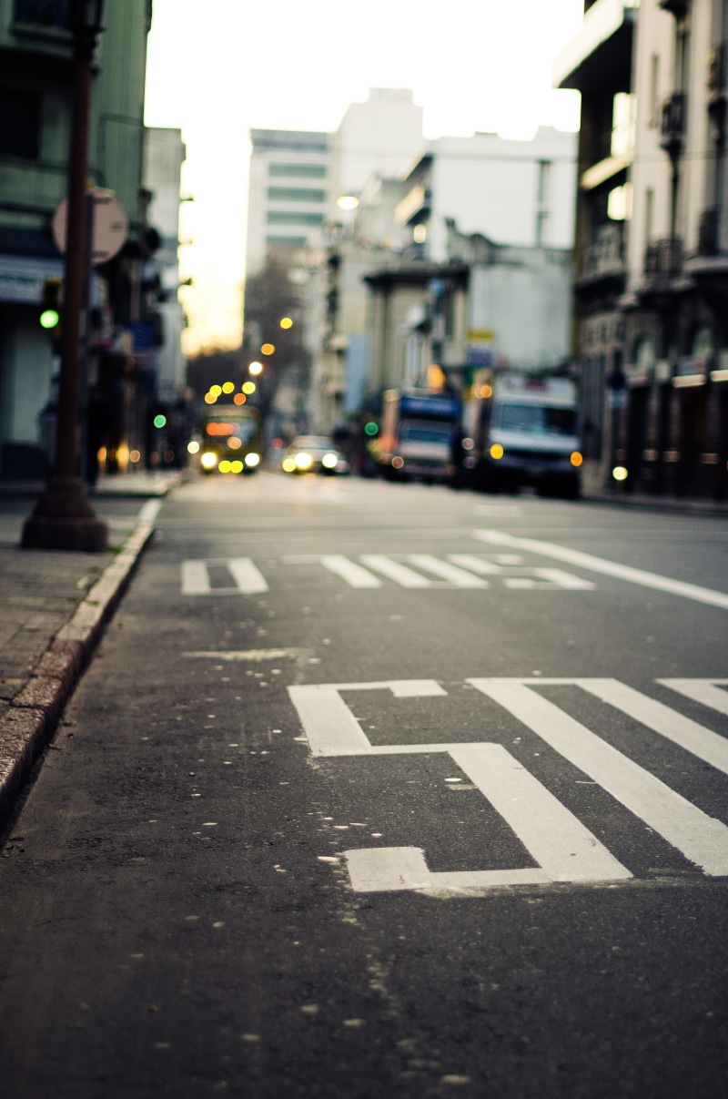 motor vehicle, lights, city street, direction, built structure, transportation, road, city, 4K, selective focus, marking, focus on foreground, car, no people