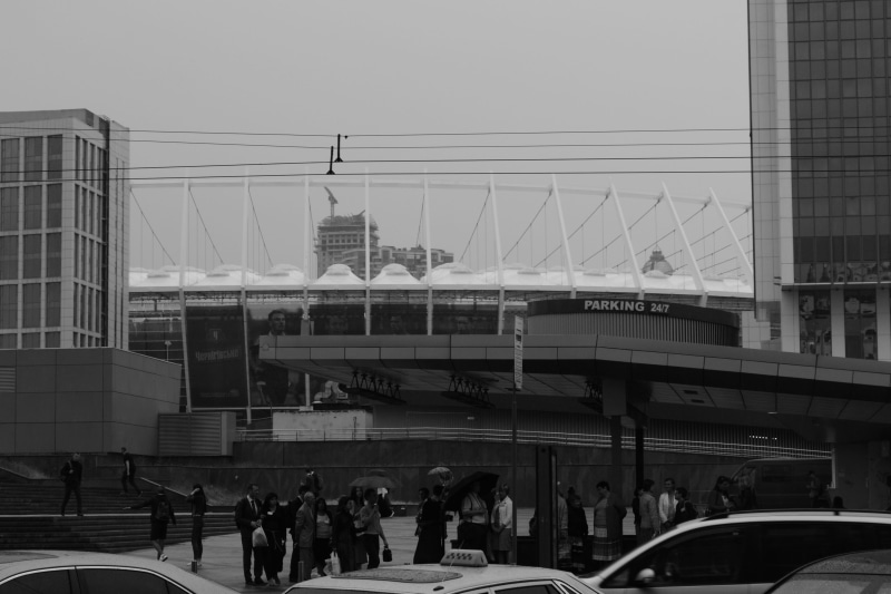 modern, stadium, nsc, architecture, clear sky, men, travel, mode of transportation, bridge, real people, people, football, national, building exterior