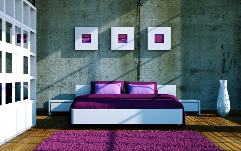 white, new, purple, style, bedroom, furniture, set, 2K, design, interior design