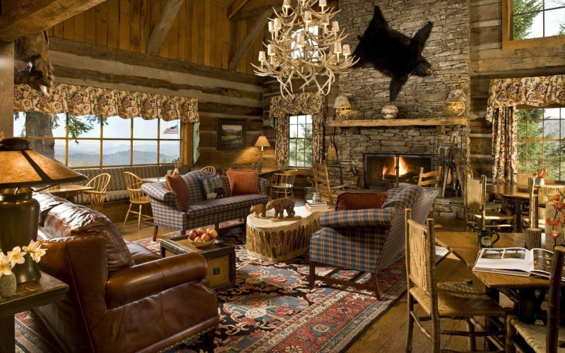 home, room, nature and landscapes, set, living room, living, furniture, fireplace, 1080P, rustic