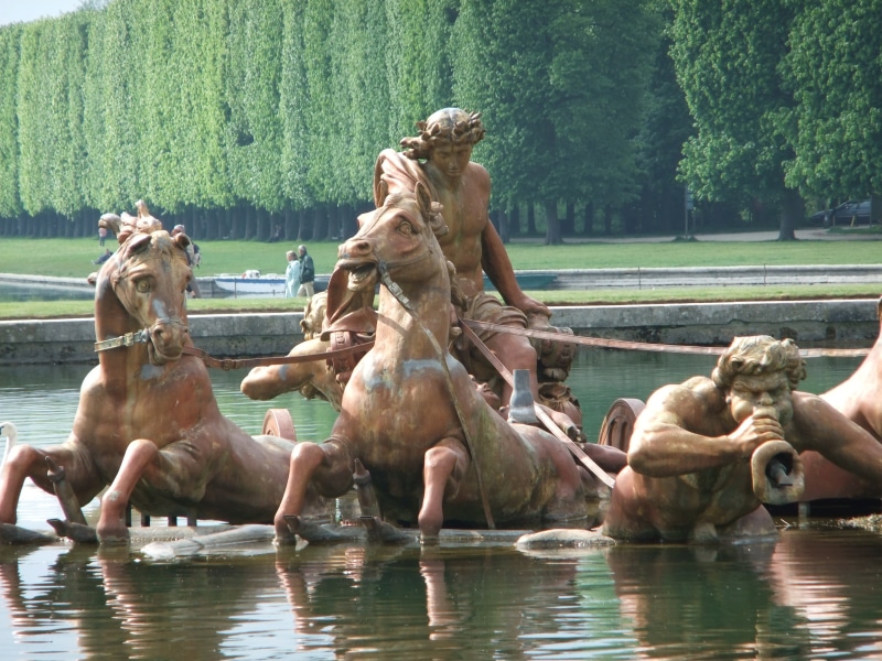 building, versailles, fountain, chateau, palace, 2K, france, statue, french
