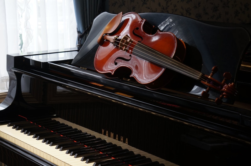grand, music, close-up, string instrument, wood - material, keyboard instrument, playing, indoors, window, piano, no people, high angle view, violin, string