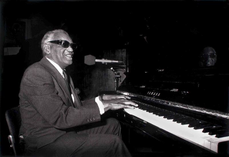 grayscale, charles, ray charles, ray, art, hd, Music, 1080P, entertainment, piano