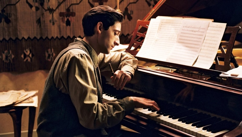 piano, sheet music, Adrien Brody, movie scenes, The Pianist, 1080P, grand piano