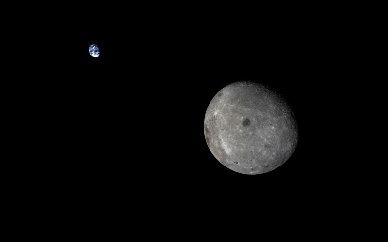 illustration, moon, earth, 2K, 2560x1600, space