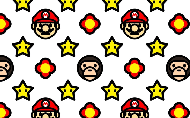 face, hd, illustration, 720P, video games, super, white, pattern, stars, mario