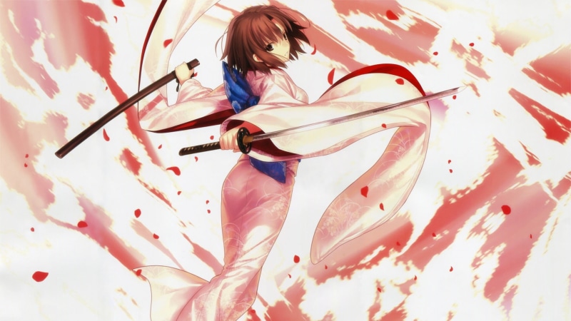 anime girls, art and craft, skill, high angle view, leisure activity, holding, anime, rear view, full length, one person, katana, casual clothing, hairstyle