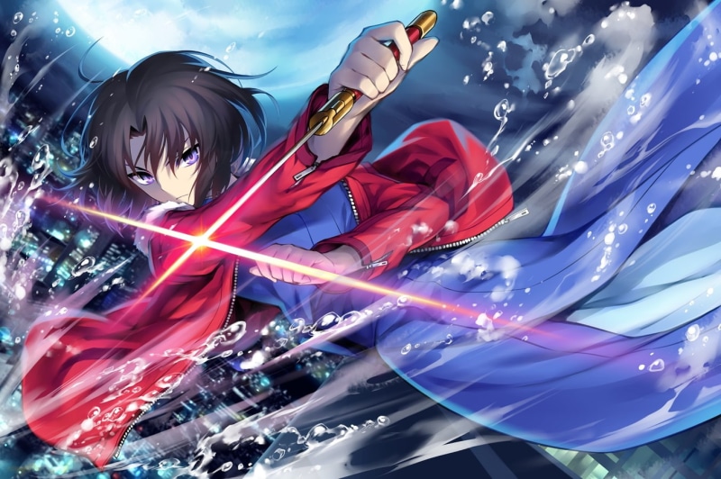 leisure activity, people, child, holding, men, Anime, multi colored, women, real people, lifestyles, blades, ryougi shiki, long exposure, speed, motion