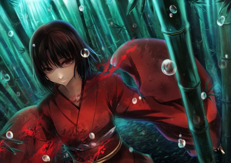 one person, hairstyle, water, rain, anime girls, Kara no Kyoukai, marine, underwater, leisure activity, young adult, females, headshot, lifestyles, front view