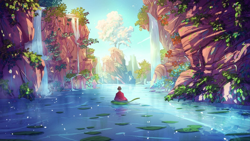 waterfall, fairies, 4K, planes, bridge, night, flowers, fantasy art, birds, arch, leaves, tent, lake, fence, camping, sunrise, manta rays, Moon, stars