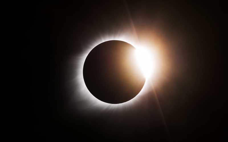 The sun, rays, a total solar Eclipse, 4K, The moon, shadow