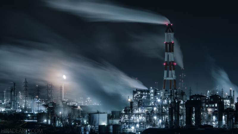 smoke, Moon Rays, Power Lines, night, 4K