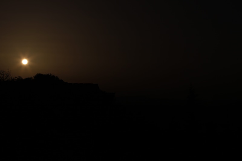 silhouette, dark, tranquility, idyllic, nature, moon, by sunsets, landscape, Sunsets, sky, scenics - nature, tree, rays of sunshine, beauty in nature, space