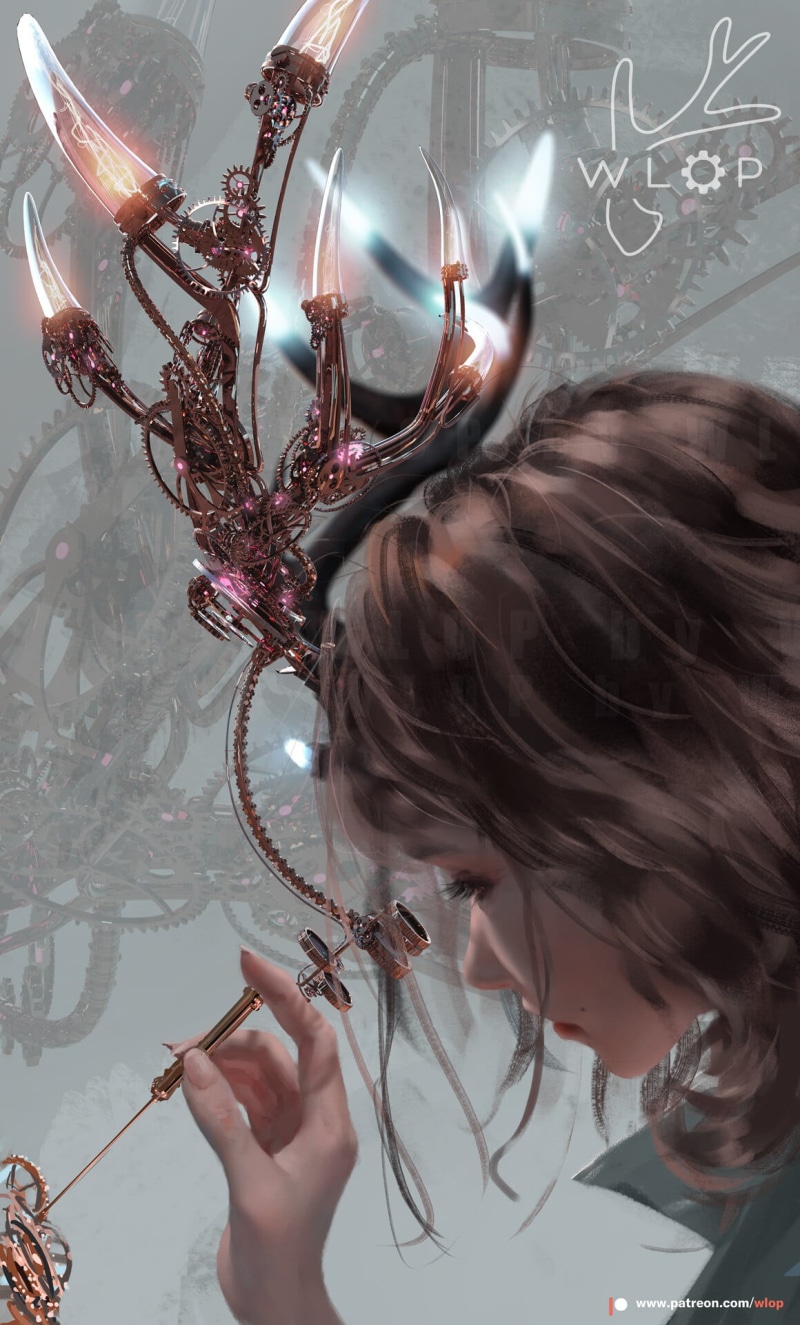 fantasy girl, fantasy architecture, WLOP, 1080P