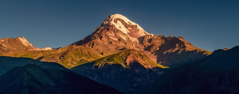 Georgia, mountains, sunset, 1080P, Kazbek, clear sky