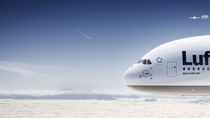 1080P, lufthansa, clouds, airbus, a380, hd