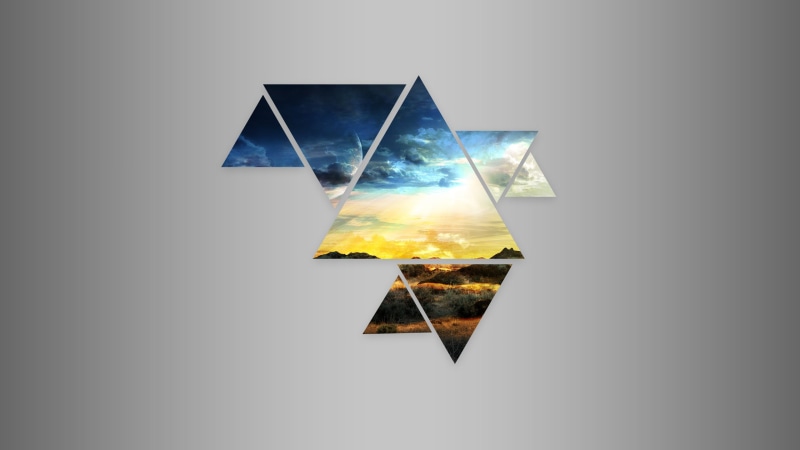 simple background, sunset, triangle, 2K, abstract