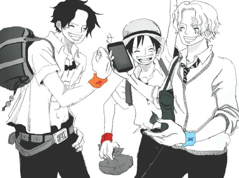 school uniform, Monkey D. Luffy, Sabo, anime, manga, Portgas D. Ace, 720P, anime boys, One Piece