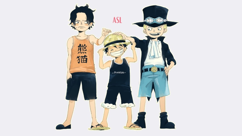 front view, men, ace, male likeness, cut out, 1080P, childhood, togetherness, boys, toy, son, males, child, human representation, piece, One Piece, Monkey D. Luffy