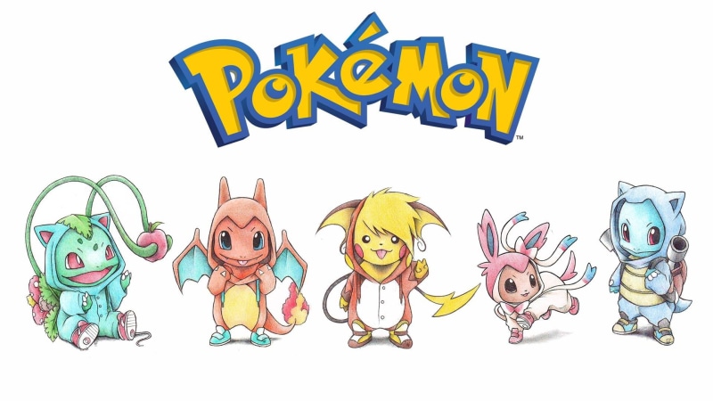 Bulbasaur, Squirtle, Eevee, Charmander, Pikachu, 1080P