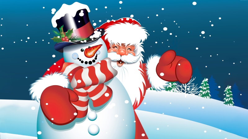 New Year, Santa Claus, 8K, Christmas, snowman