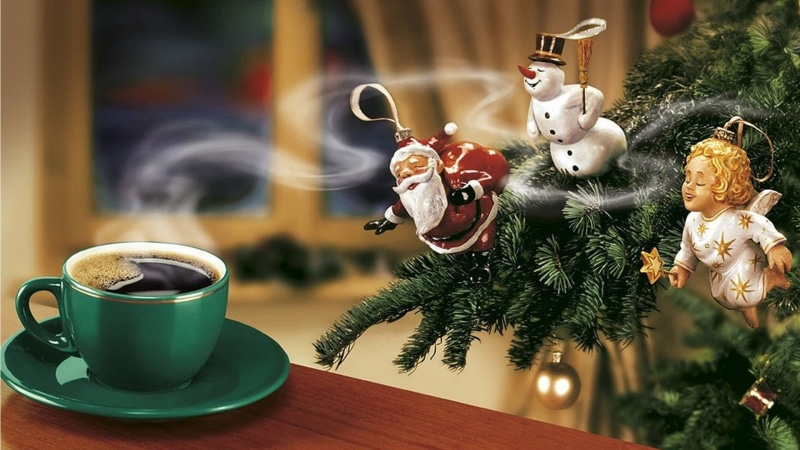 branch, drink, coffee cup, christmas Decoration, animal representation, ceramic, backgrounds, representation, old-fashioned, cultures, tree, cookie, table