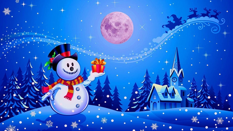 1080P, christmas, snowman, happy holiday, celebration
