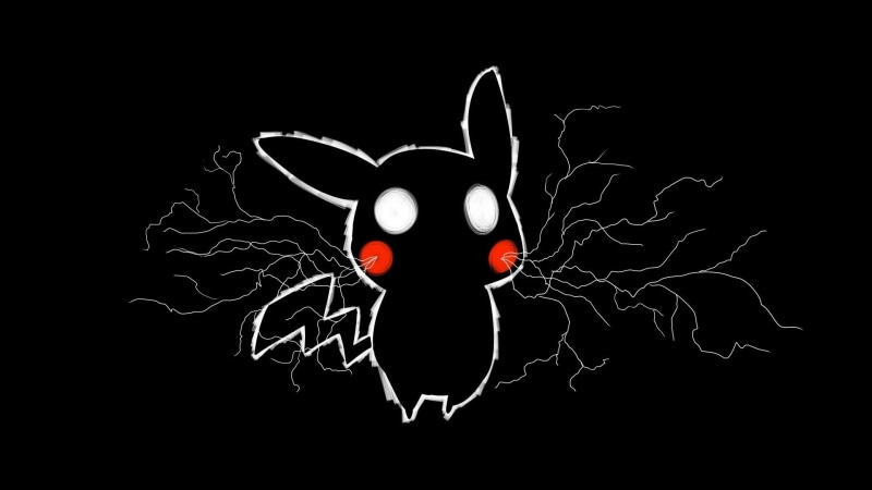 close-up, indoors, black color, silhouette, studio shot, body part, black background, 1080P, human representation, creativity, illustration, Pikachu, art and craft