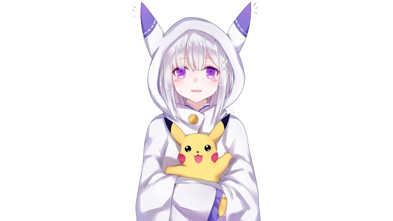 creativity, white, representation, pets, white background, cute, front view, anime, fun, human representation, smiling, cut out, vector, Emilia (Re: Zero)