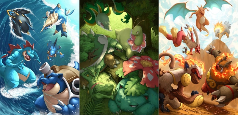 Charmeleon, Squirtle, Ivysaur, Charmander, Charizard, video games, anime, Venusaur, 1080P, Pokémon, Bulbasaur