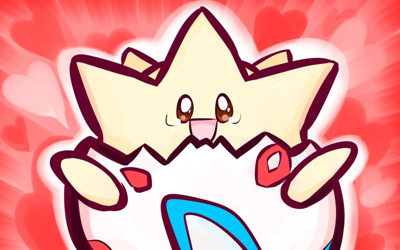 Togepi, representation, sign, close-up, illustration, 720P, ishmam, people, Pokémon, indoors, love, positive emotion, communication, backgrounds, red