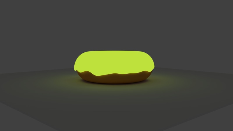 glowing, studio shot, radioactive, indoors, single object, Blender, cut out, gray, yellow, simplicity, close-up, shape, black background, healthcare and medicine