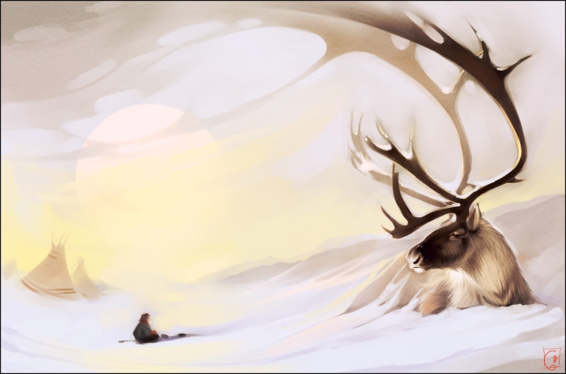 fantasy art, full length, 4K, nature, mammal, animals, close-up, religion, art and craft, vertebrate, animal wildlife, elk, no people, indoors, one animal