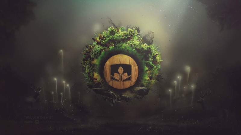 Desktopography, night, representation, reflection, nature, plant, no people, green, built structure, mushroom, island, plant part, grass, communication
