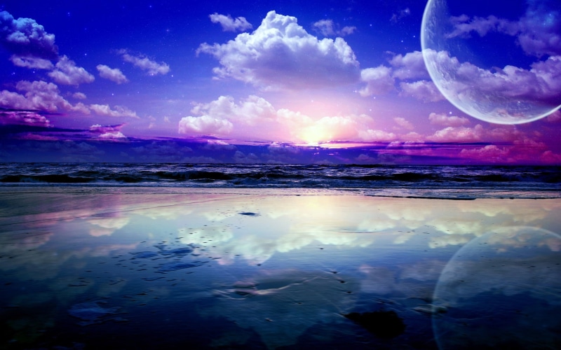 Clouds, Reflection, 1080P, Sky, Waves, Sea, photo, Pictures, Stars, Planets, beach, Creative
