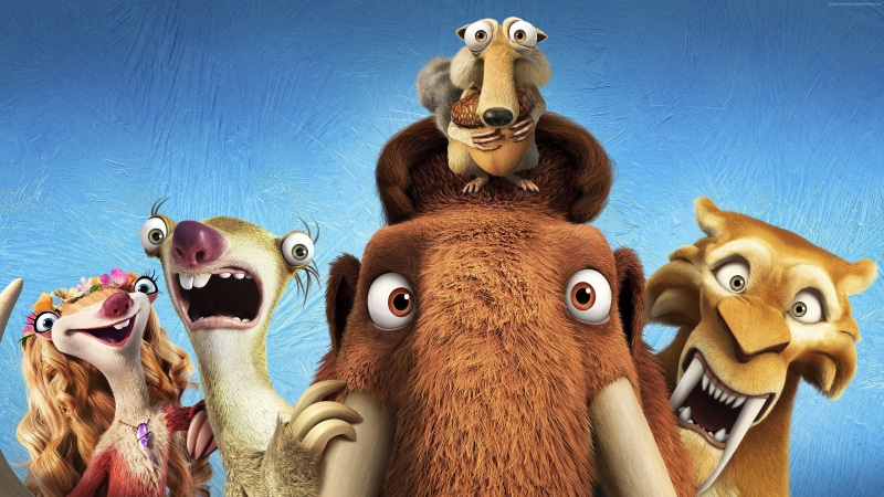 4K, best animations of 2016, scrat, diego, Ice Age 5: Collision Course, mammoths, sid, manny