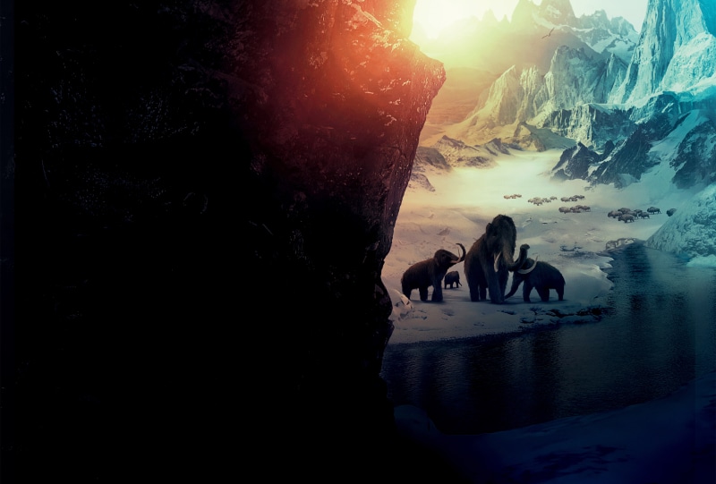 Ice Age, 8K, Mammoths, 4K, Snow mountains, 8K