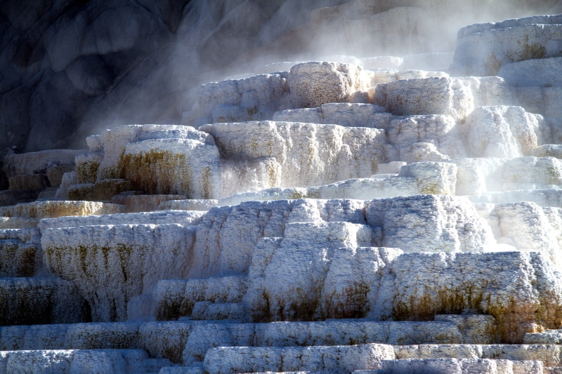 volcanic, solid, beauty in nature, rock - object, nature, sinter terassen, wyoming, usa, mammoth springs, power in nature, environment, quarry, hot spring
