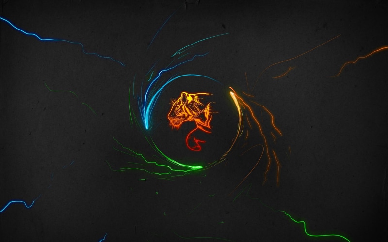 tiger, minimalistic, blue, green, art, orange, fantasy, 1080P, artwork