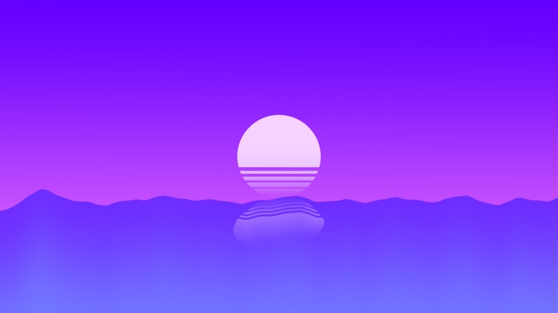Sea, Sunset, Artistic, Minimalist, 4K, Retro Wave