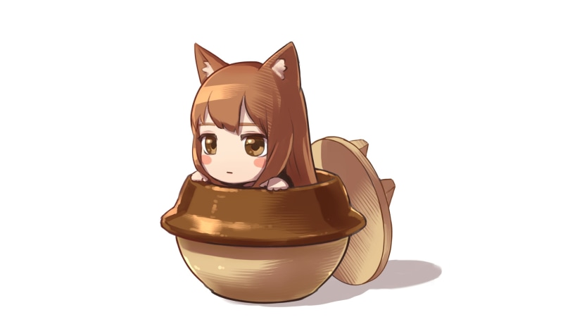 1080P, anime, illustration, women, chibi, original characters, digital art, minimalism, long hair, brown eyes, brunette, fantasy girl, fox girl, animal ears